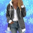 thumbnail image 1 of AOOCHASLIY Christmas Women Coat Christmas Fashion Women's Zipper V-Neck Pullover Tops Long Sleeve Hooded Blouse Sweatshirt, 1 of 4