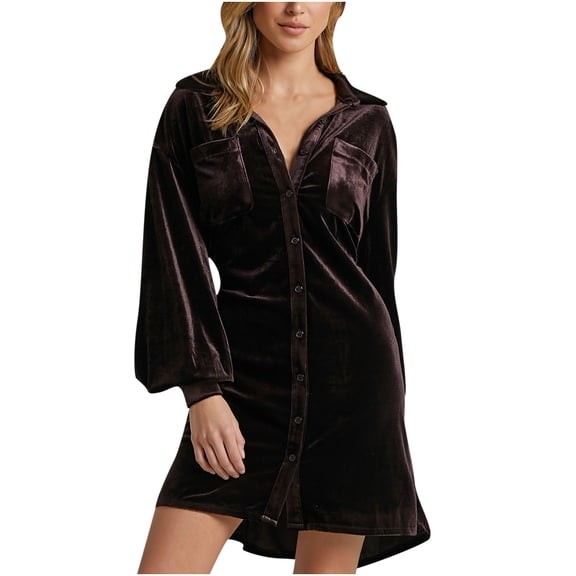 AOOCHASLIY Clarance Dresses for Women 2022Fashion Women's Winter Velvet Long Sleeve Button Pocket Casual Shirt Coat