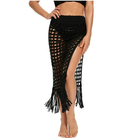 AOOCHASLIY Clarance Dresses for Women 2022Women Solid Swimsuit Bohemian Hollow Weave Tassels Cover Up Bikini Swimwear Beach Cover-Ups Wrap Skirt