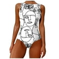 thumbnail image 1 of AOOCHASLIY Clearance 2022 Popular Women Graffiti Abstract Print Wide Straps High Neck Backless Swimwear One Piece, 1 of 7