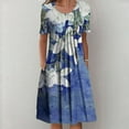 thumbnail image 1 of AOOCHASLIY Fashion Women Summer Casual Round-Neck Print Short Sleeve Loose Dress, 1 of 5