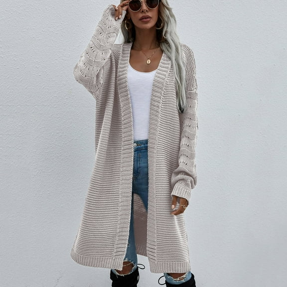 AOOCHASLIY Clothes Ladies Coat Women Long Solid Color Women's Knitted Casual Fashion Cardigan