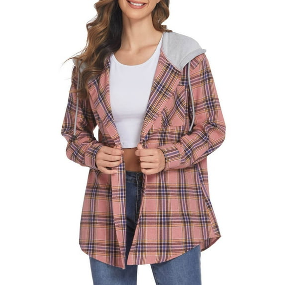 AOOCHASLIY Clearance Ladies Coat Women Summer Hooded Collar Neck Qutwear Pocket Gradient Prined Regular Women's Long Sleeve Casual Coat