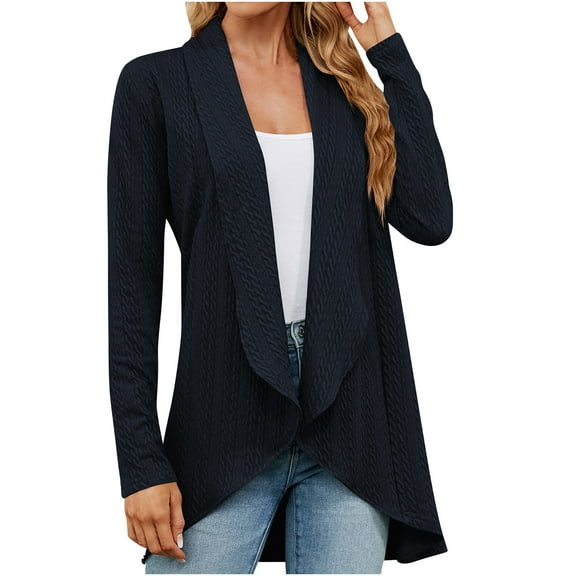 AOOCHASLIY Clearance Ladies Coat Women’s Fashion Solid Color Loose Fitting Long Sleeved Cardigan Jacket