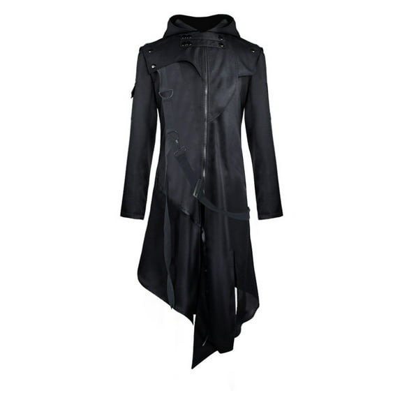 AOOCHASLIY Clothes Men Halloween Retro Steam Punk Gothic Cape Jacket Long Sleeve With Metal Button Long Trench Coat for Home Casual Work Play