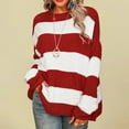 thumbnail image 1 of AOOCHASLIY Clothes Sweaters Fashion Women Striped Sweater Long Sleeve Pullove Shirt Print Tops, 1 of 4