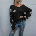 thumbnail image 1 of AOOCHASLIY Clearance Sweaters Ladies Solid V- Neck Loose Knit Sweater Casual Fashion Tops, 1 of 5