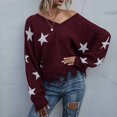 thumbnail image 1 of AOOCHASLIY Clearance Sweaters Ladies Solid V- Neck Loose Knit Sweater Casual Fashion Tops, 1 of 5