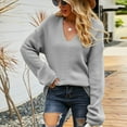 thumbnail image 1 of AOOCHASLIY Clearance Sweaters Women Fashion Winter Solid Color Long Sleeve Pullover V-Neck Sweater Tops, 1 of 5