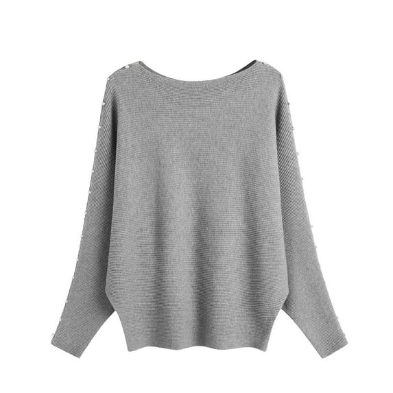 AOOCHASLIY Clearance Sweaters Women New Knitwear Round Sweater Loose Long Sleeve European and American Large Size Nail Bead Sweater
