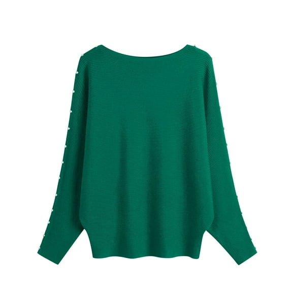 AOOCHASLIY Clearance Sweaters Women New Knitwear Round Sweater Loose Long Sleeve European and American Large Size Nail Bead Sweater