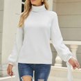 thumbnail image 1 of AOOCHASLIY Clearance Sweaters Women's Fashion Long Sleeves Turtleneck Loose Solid Color Tops Blouse Knitted Sweater, 1 of 5