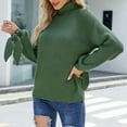 thumbnail image 1 of AOOCHASLIY Clearance Sweaters Women's Fashion Long Sleeves Turtleneck Loose Solid Color Tops Blouse Knitted Sweater, 1 of 5