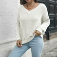 thumbnail image 1 of AOOCHASLIY Clearance Sweaters Women's Hollow V-neck Loose Winter Long-sleeved European and American Knitted Sweaters, 1 of 5