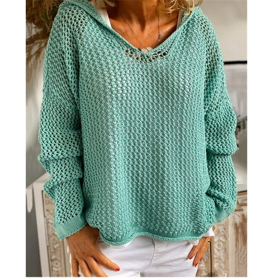AOOCHASLIY Clearance Sweaters Women's Knitted Outer Sun Protection Knitted Hooded Clothing