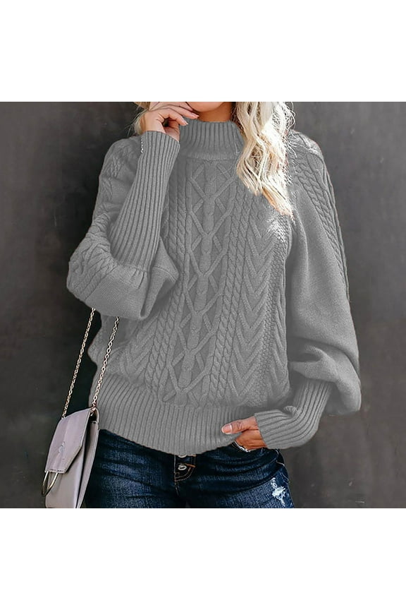 Clothes Sweaters Womens Casual Solid Long Sleeve Thick Knit Pullover Crewneck Sweater