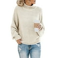 thumbnail image 1 of AOOCHASLIY Clothes Sweaters Womens Casual Solid Tops Knitting Long Sleeves Pullover Sweater, 1 of 5