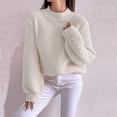 thumbnail image 1 of AOOCHASLIY Clearance Sweaters Womens Solid Casual Sweater Round Neck Warm Tight Pullover Tops, 1 of 5