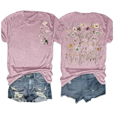 AOOCHASLIY Clearance Trendy Women Tops Fashion Women's Summer Comfortable Round Neck Printing Short Sleeve Tops Blouse T-Shirt
