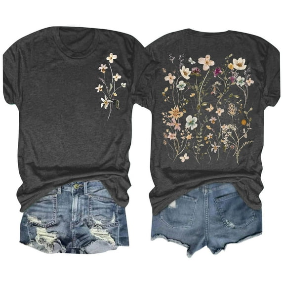 AOOCHASLIY Trendy Women Tops Fashion Women's Summer Comfortable Round Neck Printing Short Sleeve Tops Blouse T-Shirt