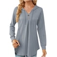 thumbnail image 1 of AOOCHASLIY Clearance Trendy Women Tops Women Long Sleeved New V-neck Button Drawstring Loose Tops Sweater, 1 of 4