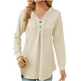 thumbnail image 1 of AOOCHASLIY Clearance Trendy Women Tops Women Long Sleeved New V-neck Button Drawstring Loose Tops Sweater, 1 of 4