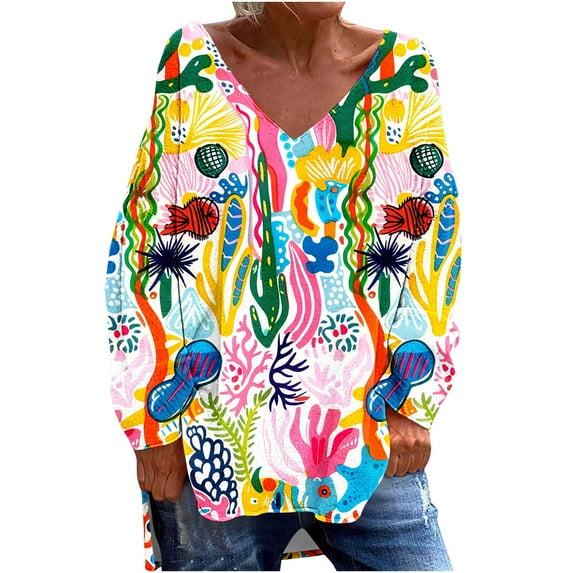 AOOCHASLIY Trendy Women Tops Women Summer Cropped Sleeves Round Neck Irregular Hem Fashion Printed Tops