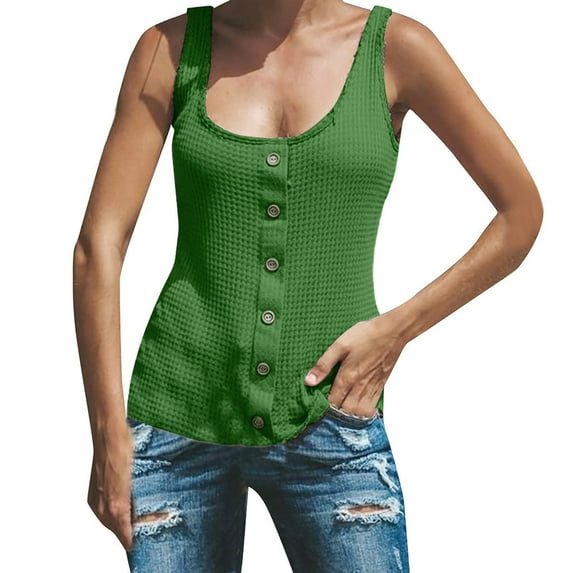 AOOCHASLIY Clearance Trendy Women Tops Women's Summer Sleeveless Vest Breastplate Knitted Fabric Color Tops