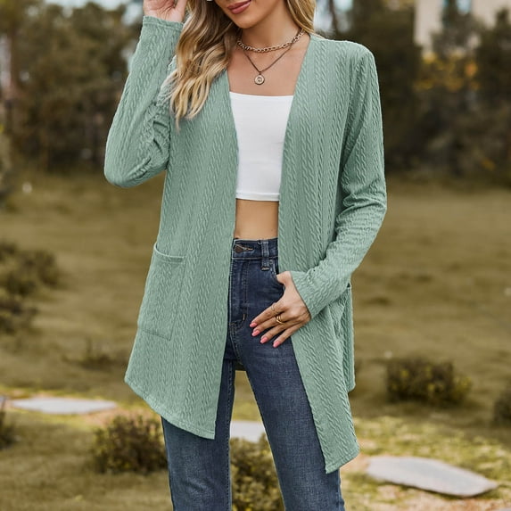 AOOCHASLIY Clearance Trendy Women Tops Women's Winter Sweater Coat Cardigan Long Sleeve Pocket Blouse Clothing Loose Tops