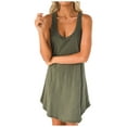 thumbnail image 1 of AOOCHASLIY Womens Dresses Summer Women U-Neck Sleeveless Racer Back Solid Sleeveless Sport Casual Skirt Dress, 1 of 7