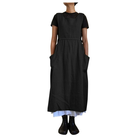 AOOCHASLIY Clearance Womens Dresses Summer Women's Casual Loose Solid All-match Fashion Long Straps Dress