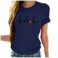 thumbnail image 1 of AOOCHASLY Valentine's Day Women's Tops, Fashion Women's Heart Print Graphic Cute Tee Shirt Funny T Shirt Tops, 1 of 4