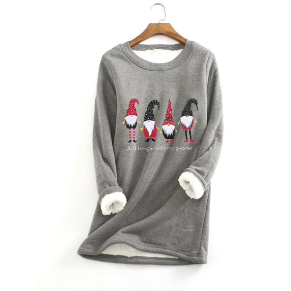 AOOCHASLIY Clothes Womens Tops Thick Fleece Sweatshirt Winter Velvet Warm O-neck Underwear 2024 Casual!