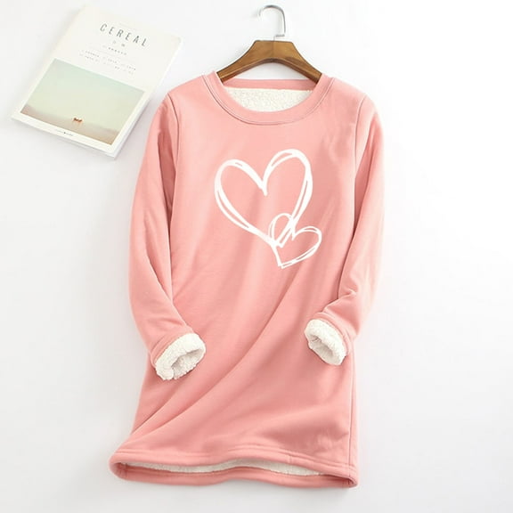 AOOCHASLIY Womens Tops Thick Fleece Sweatshirt Winter Velvet Warm O-neck Underwear 2026 Clothes