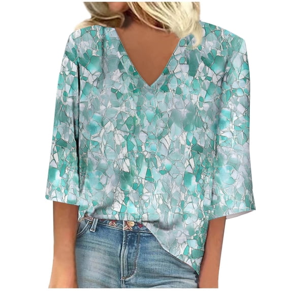 AOOCHASLIY Valentine's Day Women's Topss Trendy Women Tops Summer V Neck Women Long Sleeve Casual Tops Regular Printed Blouse