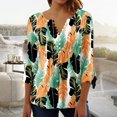 thumbnail image 1 of AOOCHASLIY Clothess Trendy Women Tops Women Loose 3/4 Sleeves T-shirt V Neck Blouse Casual Fashion Printed Tops, 1 of 5