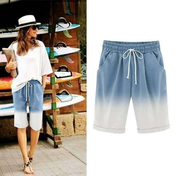 AOOCHASLIY Fall Clothes Woman Pants Fashion Women's Summer Loose Shorts Elastic Waist Pockets Printing Casual Pants