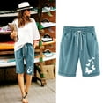 thumbnail image 1 of AOOCHASLIY Fall Clothes Woman Pants Fashion Women's Summer Loose Shorts Elastic Waist Pockets Printing Casual Pants, 1 of 3