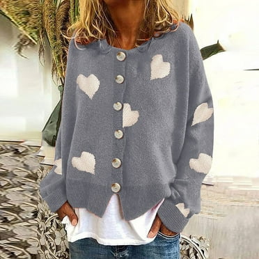 AOOCHASLIY Fall Clothes Fashion Women Long Sleeve Print Cardigan Casual Coat Blouse Top