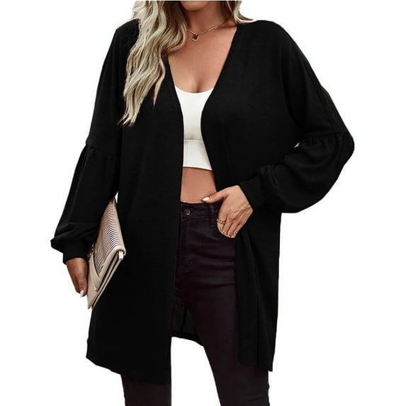 AOOCHASLIY Fall Clothes Fashion Women Solid Loose Long Sleeve Cardigan Coat Blouse