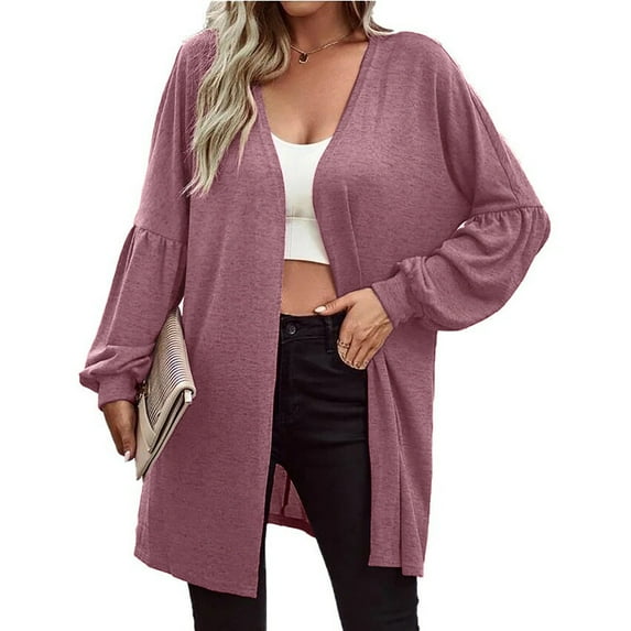 AOOCHASLIY Fall Clothes Fashion Women Solid Loose Long Sleeve Cardigan Coat Blouse