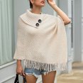 thumbnail image 1 of AOOCHASLIY Fall Clothes Fashion Women Winter Solid Button Knitted Capes Cardigans Sweater Coat, 1 of 5