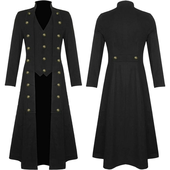 AOOCHASLIY Fall Clothes Men's Clothing Gothic Steampunk Vintage Standing Collar Windbreaker Coat