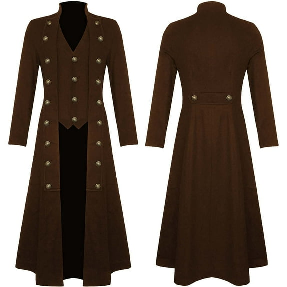 AOOCHASLIY Fall Clothes Men's Clothing Gothic Steampunk Vintage Standing Collar Windbreaker Coat