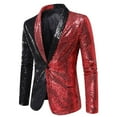 thumbnail image 1 of AOOCHASLIY Fall Clothes Men's Color Matching Sequin Suit, One Button Dress, Performance Suit, Long Sleeved Lapel Collar Suit Jacket Coat Blazer, 1 of 4