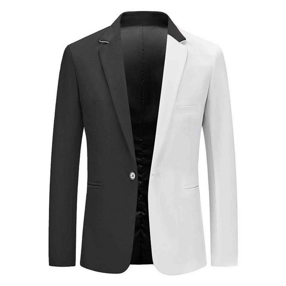 AOOCHASLIY Fall Clothes Men's Color Matching Suit One Button Suit Formal Dress Performance Suit Long Sleeved Lapel Suit Blazer