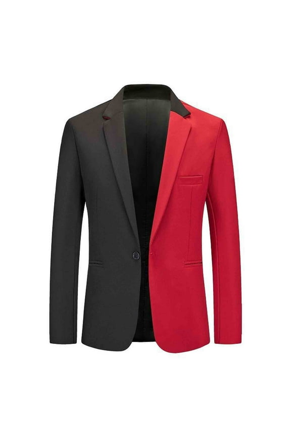 Fall Clothes Men's Color Matching Suit One Button Suit Formal Dress Performance Suit Long Sleeved Lapel Suit Blazer