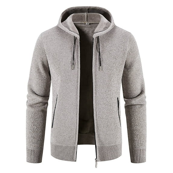 AOOCHASLIY Fall Clothes Men's Fashion Winter Stand Collar Sweater Casual Fleece Jacket