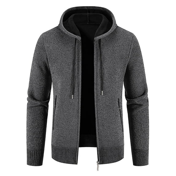 AOOCHASLIY Fall Clothes Men's Fashion Winter Stand Collar Sweater Casual Fleece Jacket