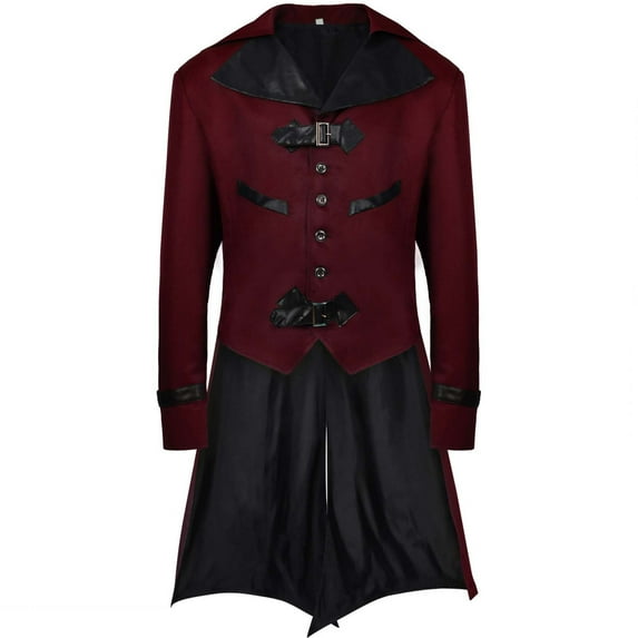 AOOCHASLIY Fall Clothes Men's Medieval Costume Solid Jacket Cardigan Men's Outerwear